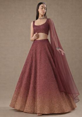 Maroon Tissue Soild Lehenga Set