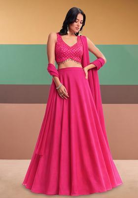 Pink Brocade Lehenga Set