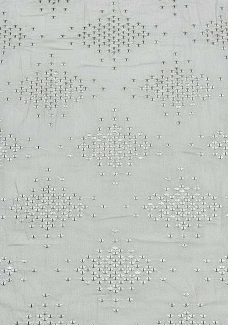 Silver Embroidered Silk Blend Fusion Set - Indya
