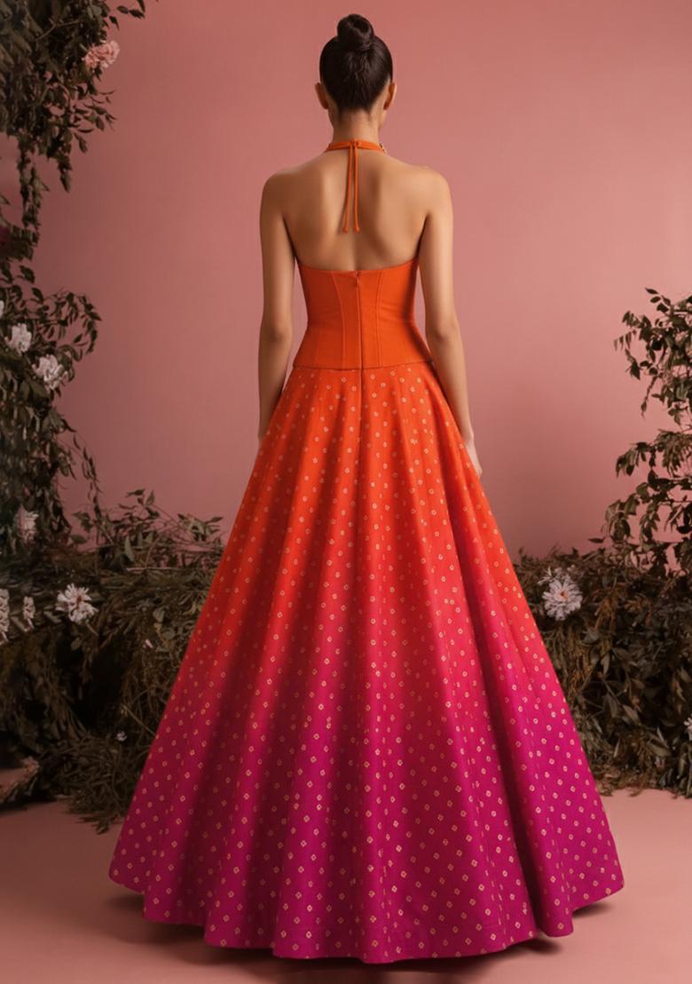Rani Pink Jacquard Silk Blend Lehenga Set - Indya