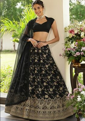 Black Zari Tissue Lehenga Set