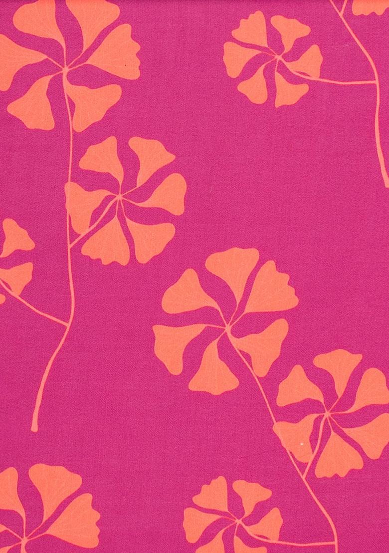 Rani Pink Printed Georgette Straight Kurta Set - Indya