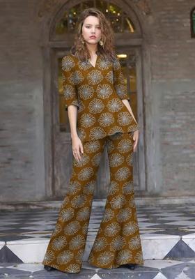 Brown Sequin Silk Blend Fusion Set