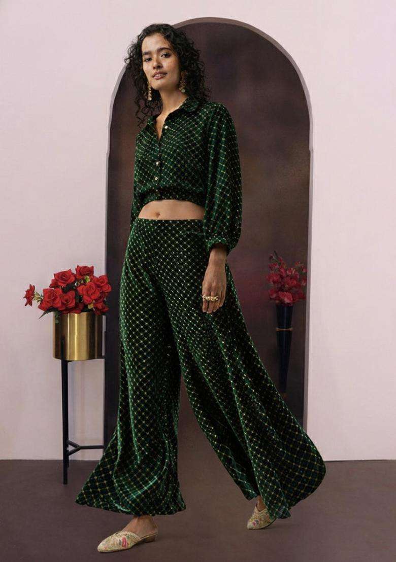 Black Embroidered Velvet Fusion Set - Indya