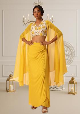 Yellow Floral Print Tissue Fusion Set