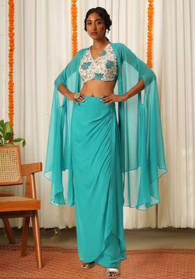 Blue Floral Print Tissue Fusion Set