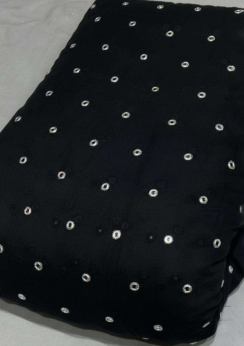 Black Mirror Work Georgette Anarkali With Dupatta - Indya