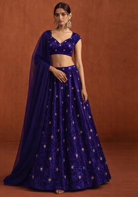 Purple Sequin Velvet Lehenga Set