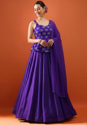 Royal Purple Sequin Silk Blend Lehenga Set
