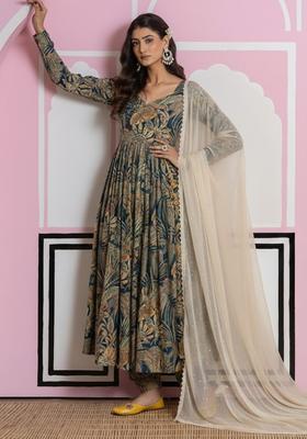 Multi Color Floral Print Georgette Anarkali Set