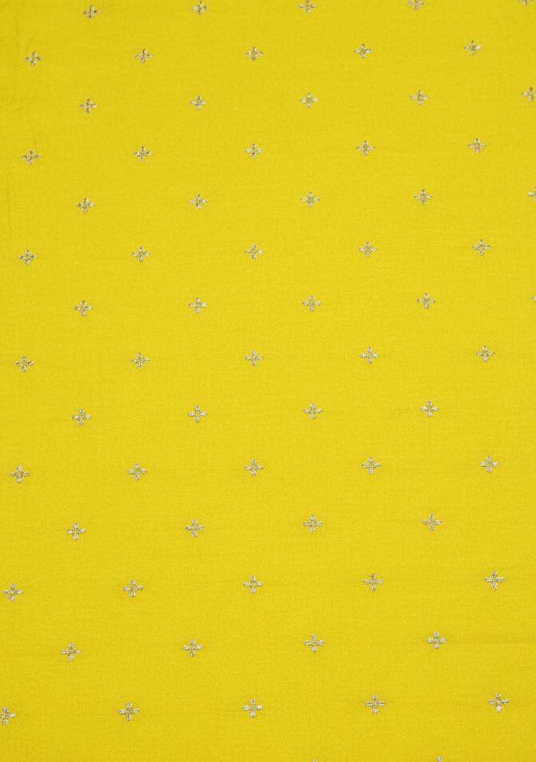 Bright Yellow Embroidered Organza Pre Draped Saree Set - Indya