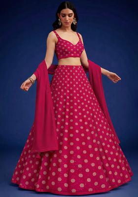 Rani Pink Silk Blend Lehenga Set