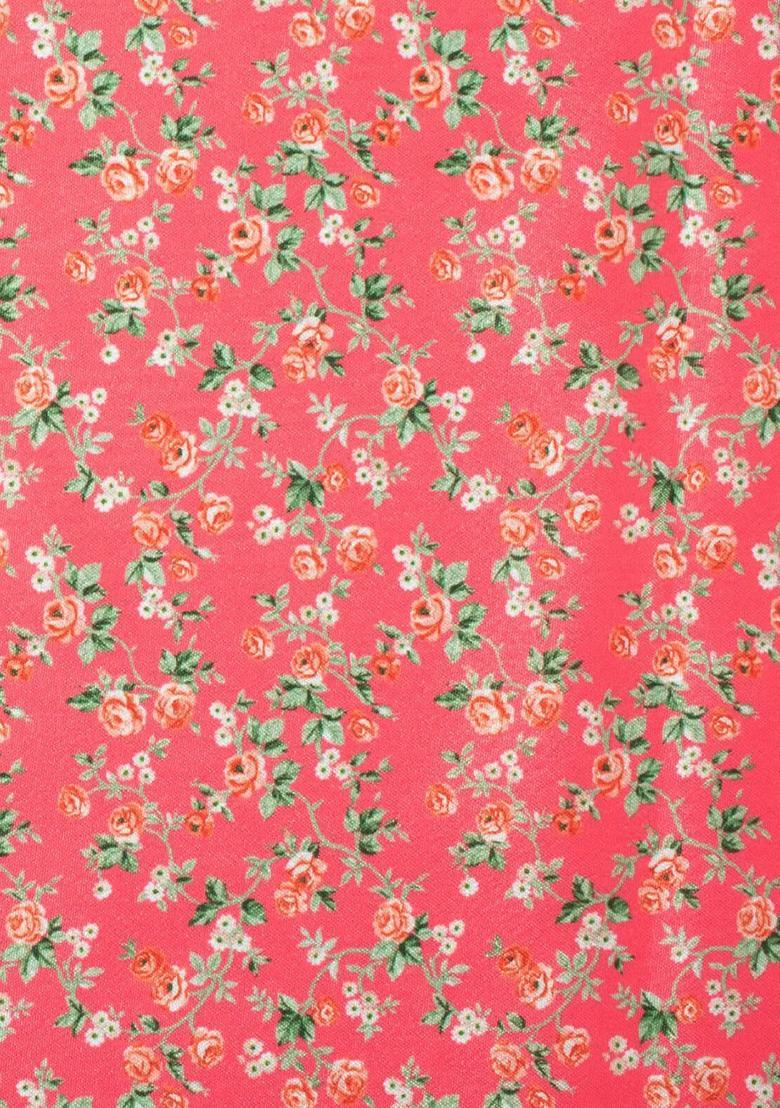 Coral Peach Floral Print Crepe Sharara Set - Indya