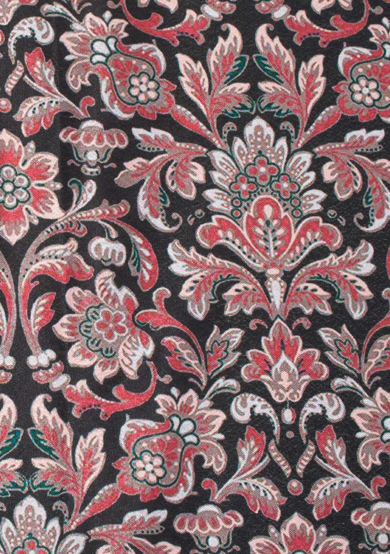 Charcoal Grey Floral Print Silk Blend Sharara Set - Indya