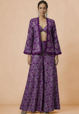 Purple Embroidered Tissue Fusion Set