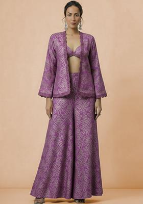 Purple Embroidered Tissue Fusion Set