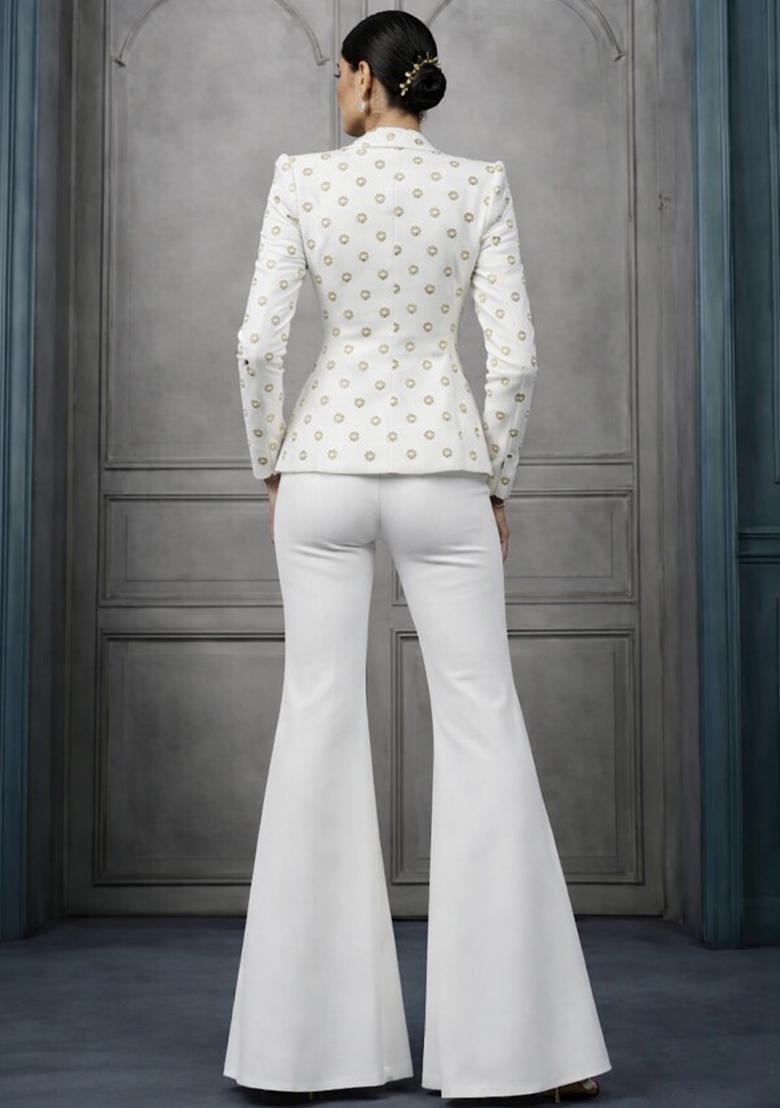 White Sequin Shimmer Fusion Set - Indya