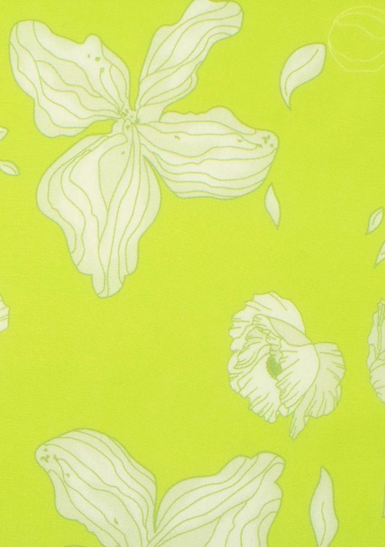 Lime Green Floral Print Georgette Sharara Set - Indya
