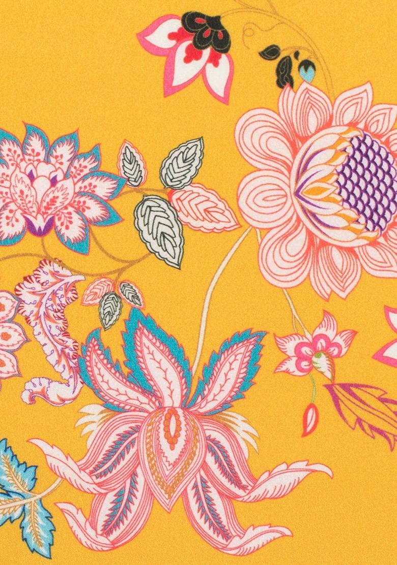 Butter Yellow Floral Print Silk Blend Sharara Set - Indya