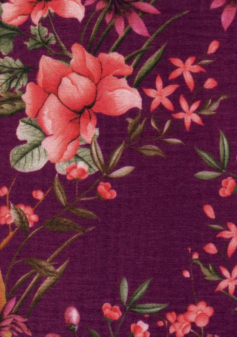 Purple Floral Print Chinon Sharara Set - Indya