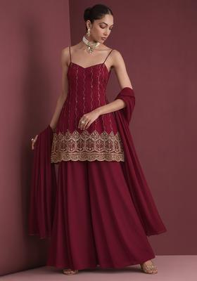 Rani Pink Sequin Mesh Sharara Set