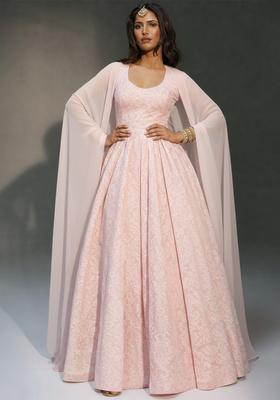 Light Pink Tissue Anarkali With Dupatta