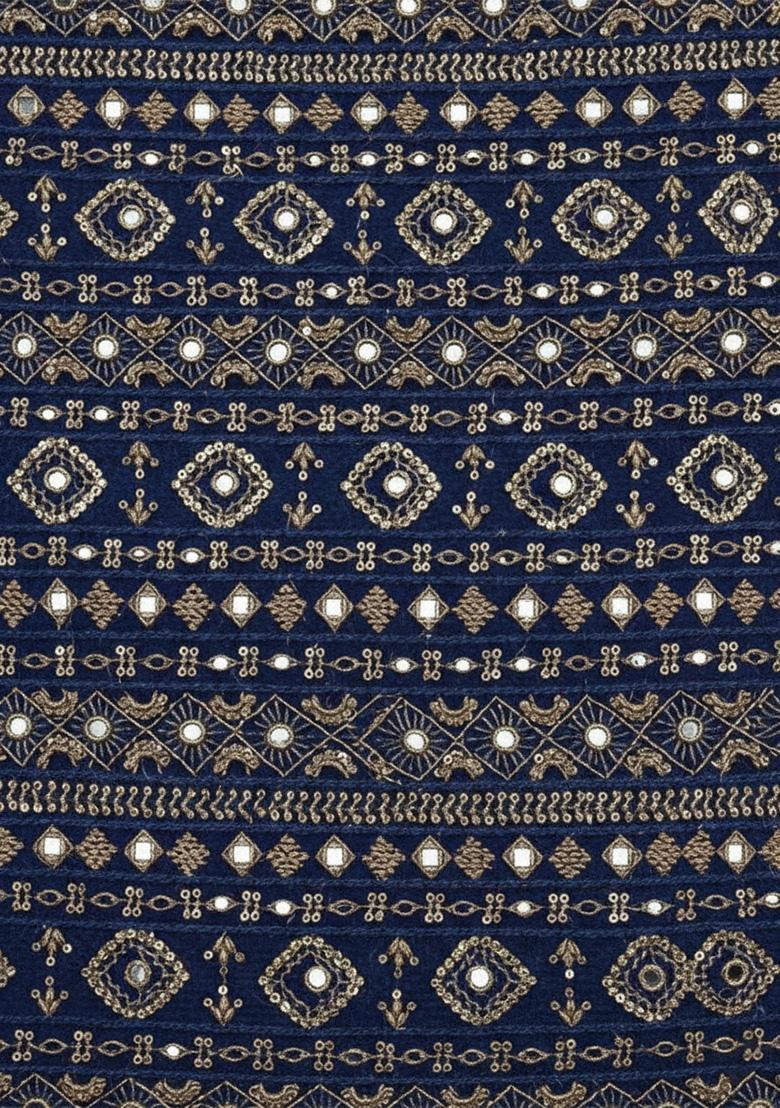 Dark Blue Sequin Net Sharara Set - Indya