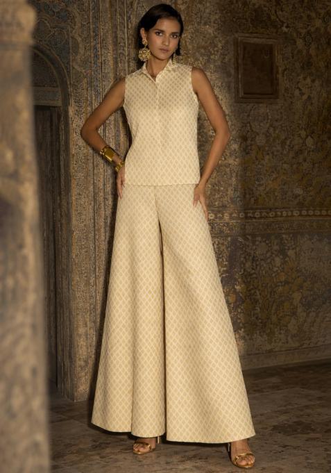 Cream Brocade Fusion Set