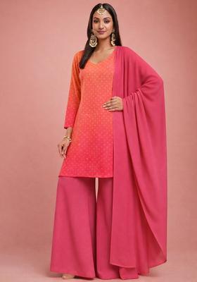 Blush Pink Silk Blend Sharara Set
