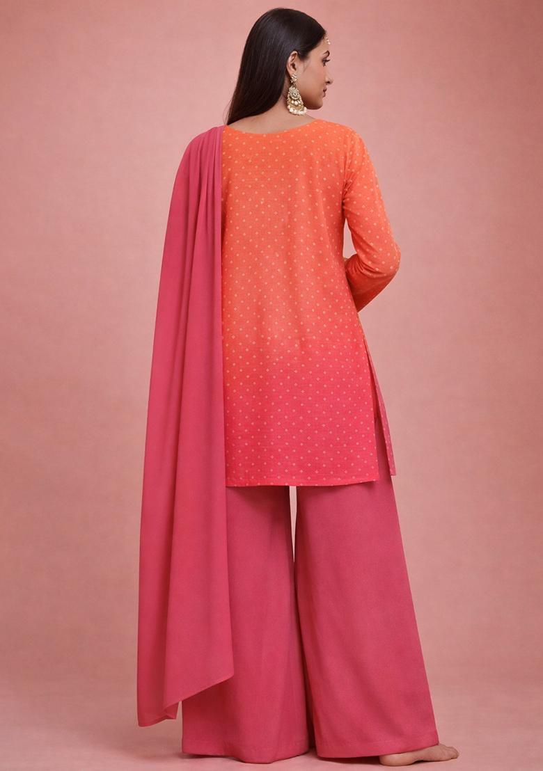 Blush Pink Silk Blend Sharara Set - Indya