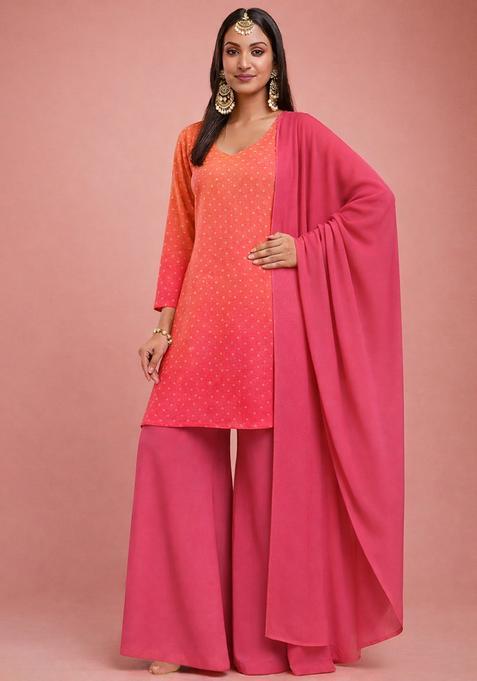Blush Pink Silk Blend Sharara Set