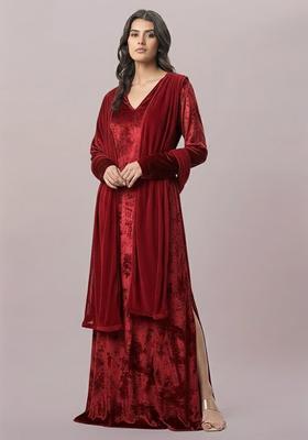 Red Solid Velvet Fusion Set
