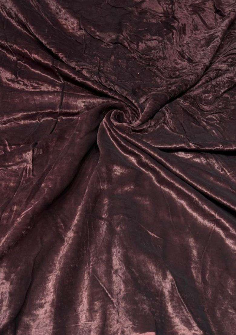 Deep Maroon Solid Velvet Fusion Set - Indya