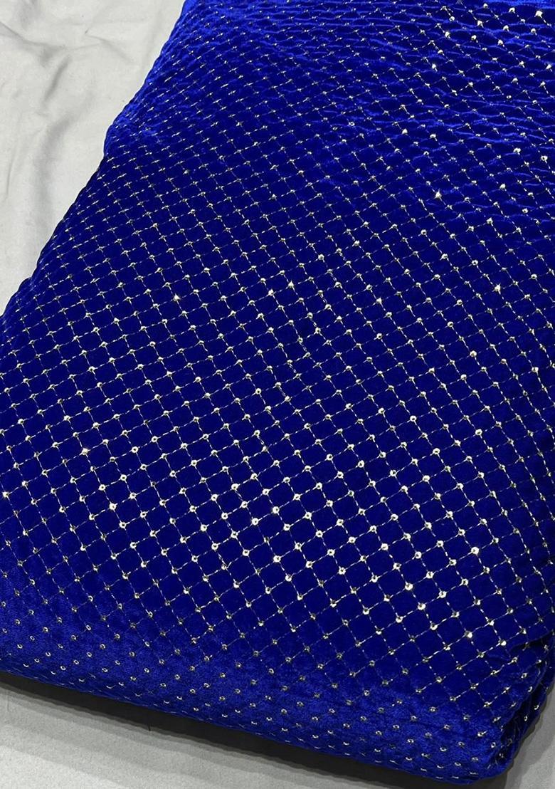 Royal Blue Embroidered Velvet Sharara Set - Indya