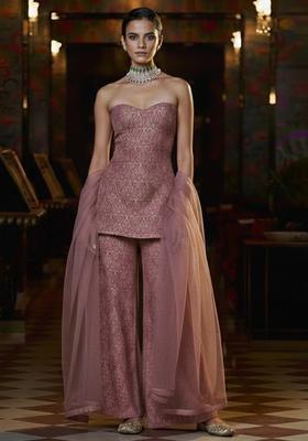 Dusty Mauve Paisley Print Silk Blend Fusion Set