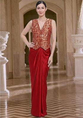 Red Printed Jacquard Fusion set