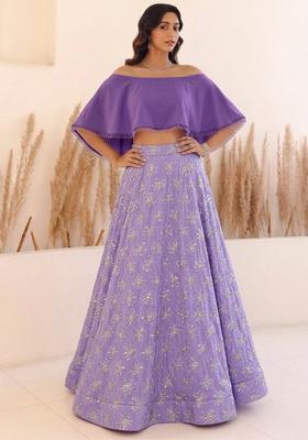 Lavender Sequin Silk Blend Lehenga Set