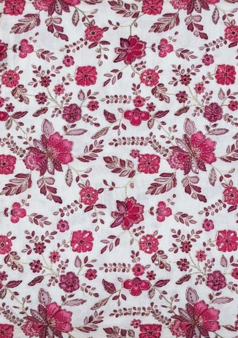 Rani Pink Floral Print Crepe Fusion Set - Indya