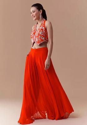 Orange Crepe Handwork Fusion Set