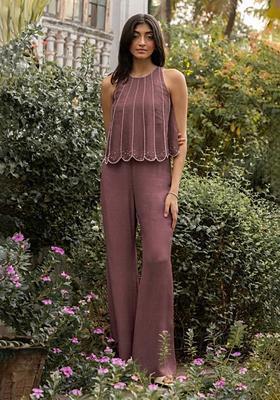 Dusty Mauve Crepe Handwork Fusion Set