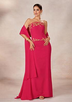 Rani Pink Crepe Handwork Fusion Set