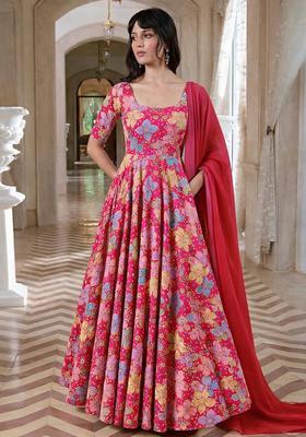 Pink Embroidery Crepe Anarkali