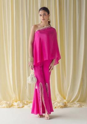 Pink Crepe Handwork Fusion Set