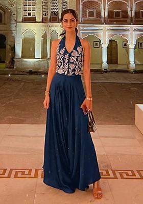 Dark Blue Crepe Handwork Fusion Set