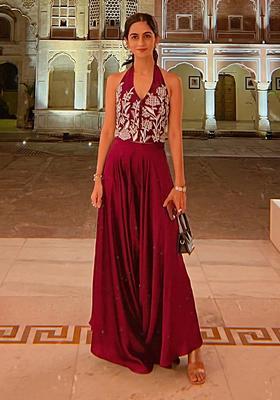 Rani Pink Crepe Handwork Fusion Set