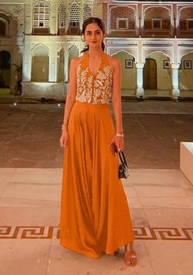 Mustard Crepe Handwork Fusion Set