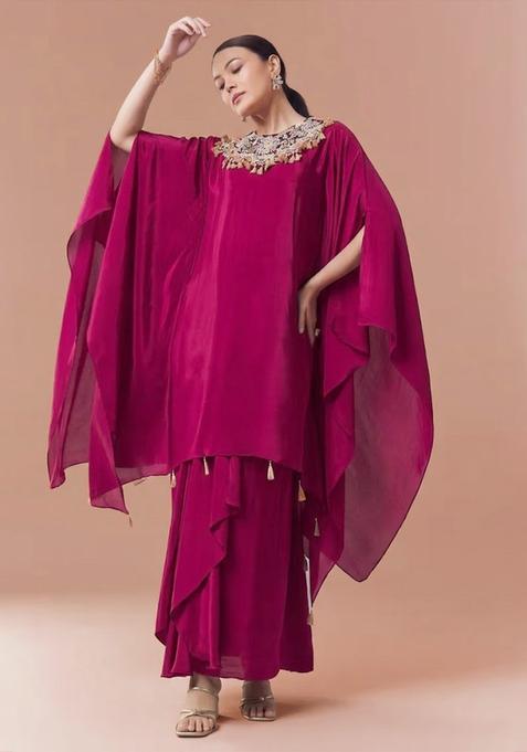 Rani Pink Crepe Handwork Fusion Set