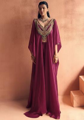 Wine Silk Blend Handwork Fusion Set