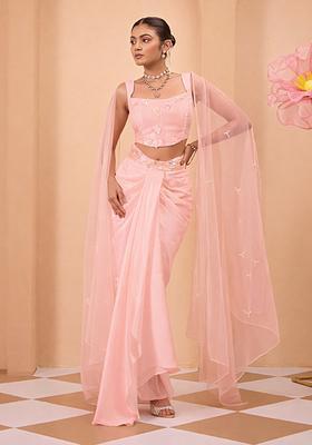 Pink Satin Handwork Fusion Set