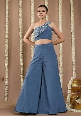 Midnight Blue Crepe Handwork Fusion Set